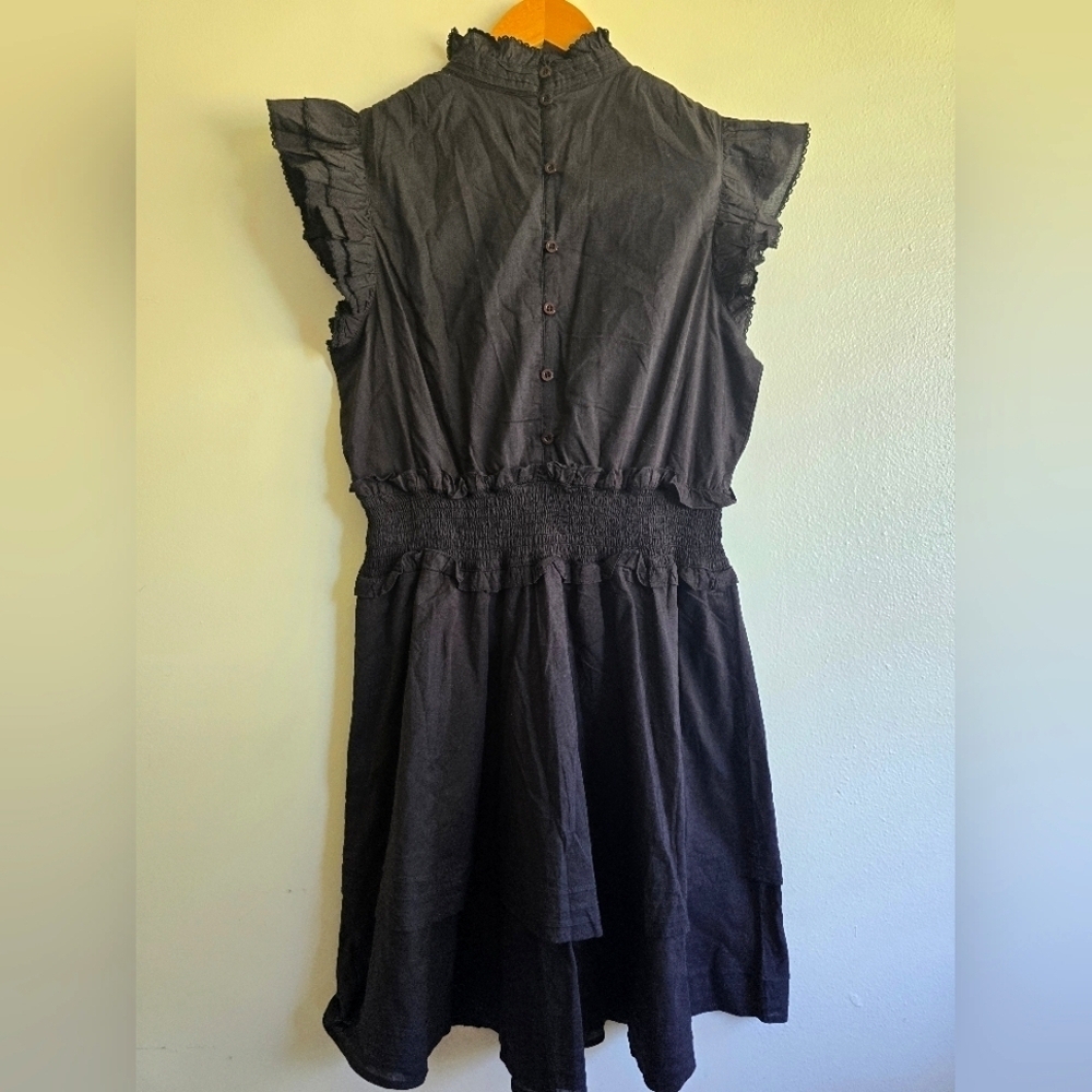 NWT! Cleobella At Anthropologie, Versailles Mini Ruffle Dress, Black, Size M - Picture 5 of 12